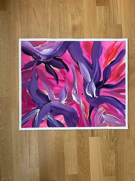 Gemälde: 60x50cm Bild pink-violett "Passionsblumen" – Neu und originalverpackt aus Urdorf von manuela4 2