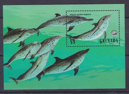 GRENADA, DELFIN-BLOCK (10 x 7cm) POSTFRISCH