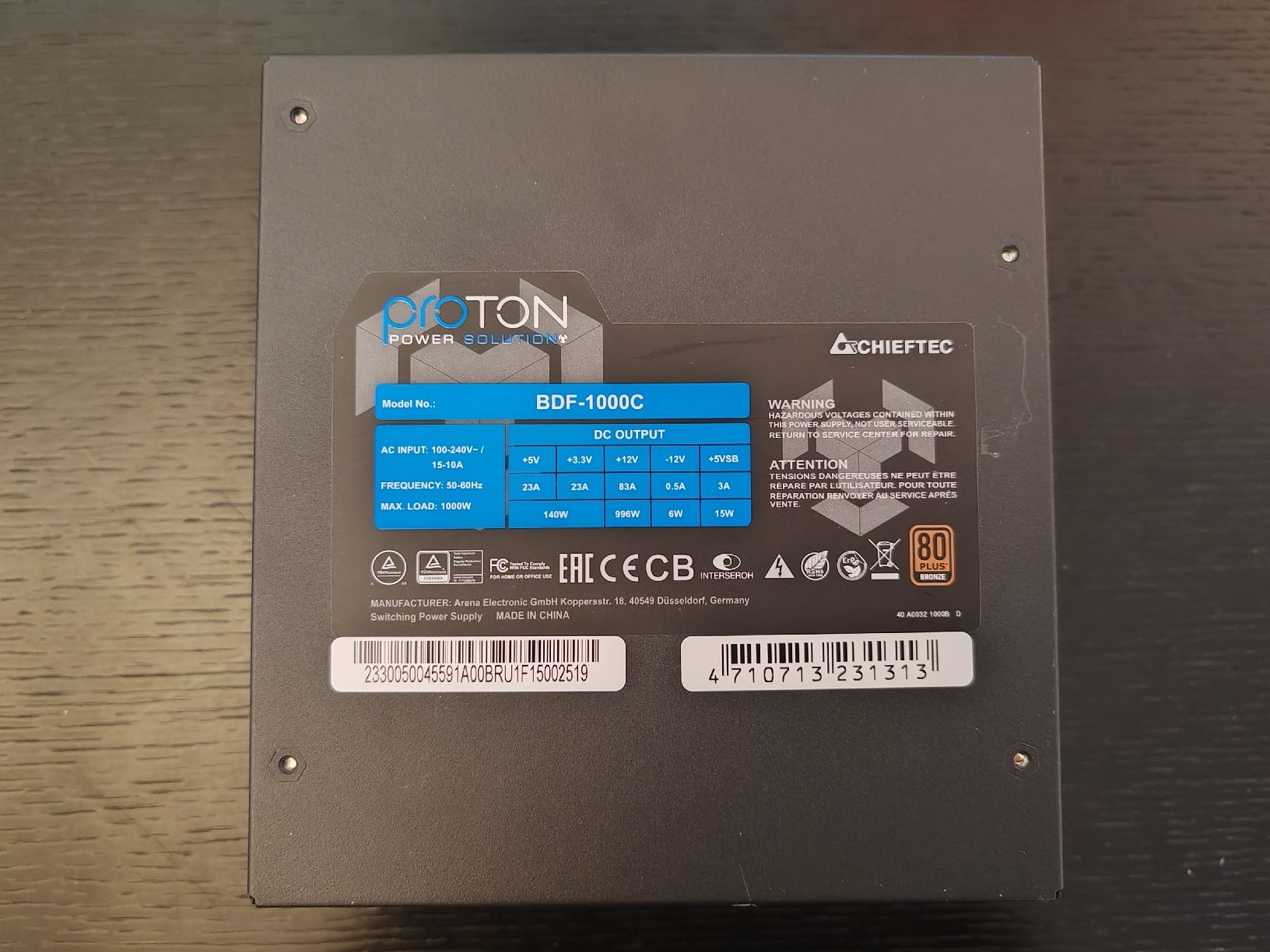 Chieftec Componenti elettronici: Chieftec Bdf-1000c, 1000 W - Neu – Nuovo e nell'imballaggio originale da Bern venduto da PrettyGood 3