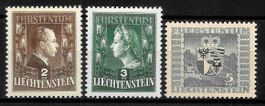 Liechtenstein Teilserie 202-204 * Fürsten + Wappen 1944/45