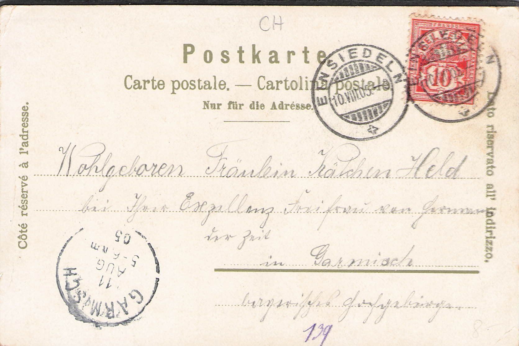 Cartoline postali: -Litho Gruss aus Einsiedeln , 1905 – Usato da Reichenburg venduto da Pipo-67 1