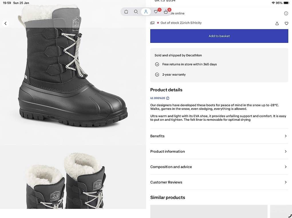 Decathlon Scarpe da uomo: Kinder Winterschuhe Decathlon Quecha Gr 36 – Usato da Küsnacht ZH venduto da Dne 4