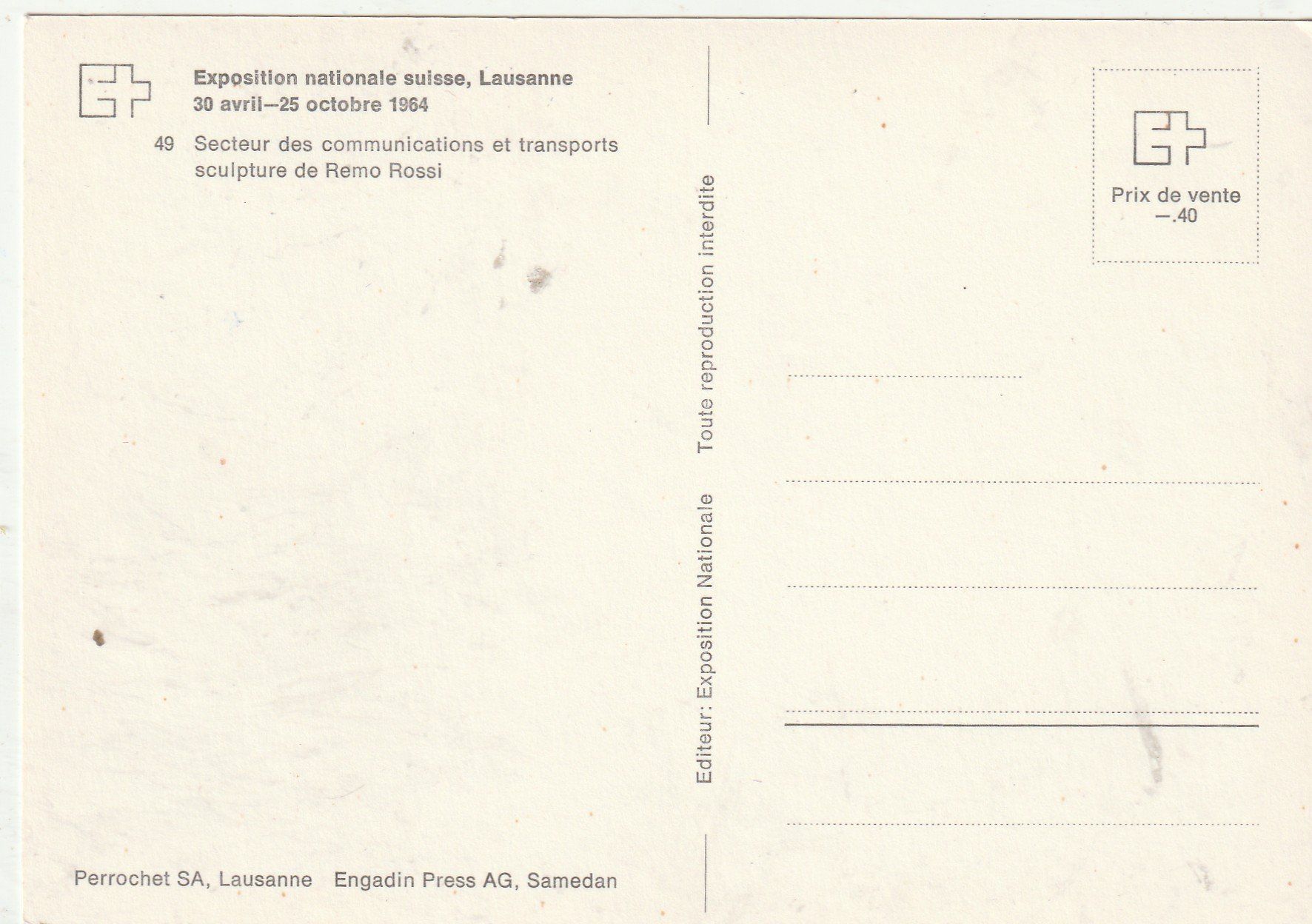 Cartes postales: EXPO Lausanne 1964 – D'occasion à Lumbrein par made02 1