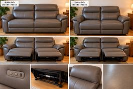 2 Echtleder-Sofas – 4 elektrische Relaxsitze-USB
