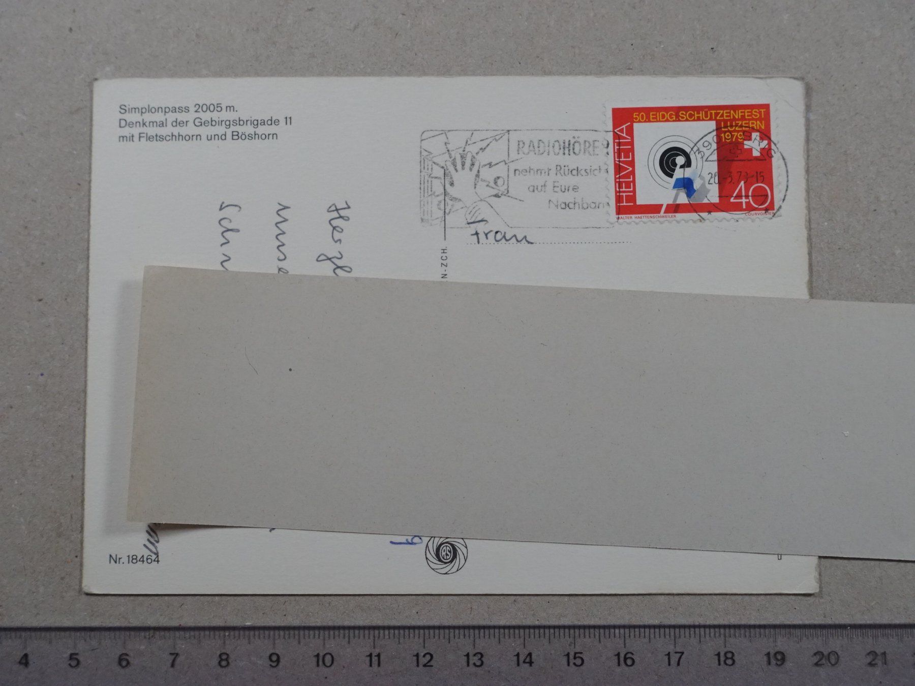 Cartes postales: Simplon, Simplonpass, 1979, Denkmal Gebirgsbrigade 11 – D'occasion à Lenzburg par fh1 1