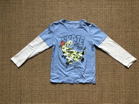 Langarm T-Shirt mit Pailletten, Dinosaurier Gr. 122