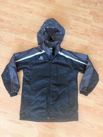 Erima Regenjacke schwarz grau mit Kapuze guter Zustand