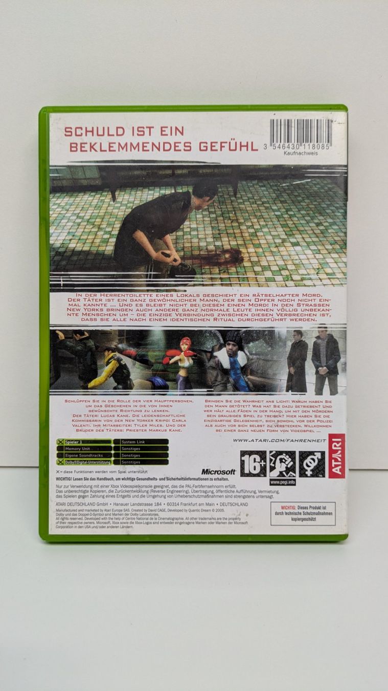 Giochi: Fahrenheit - Xbox Classic – Nuovo e nell'imballaggio originale da Menziken venduto da mame18 2