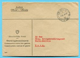 Brief Feldpost - Abs: Schweizer Armee Oberkriegskommissariat