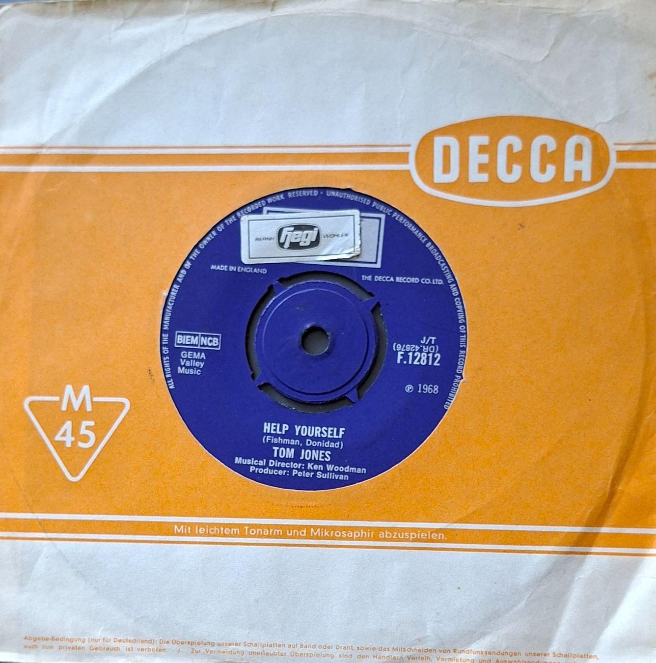 Schallplatten: Vinyl-Single Tom Jones - Help Yourself – Gebraucht aus Langenthal von Modo39