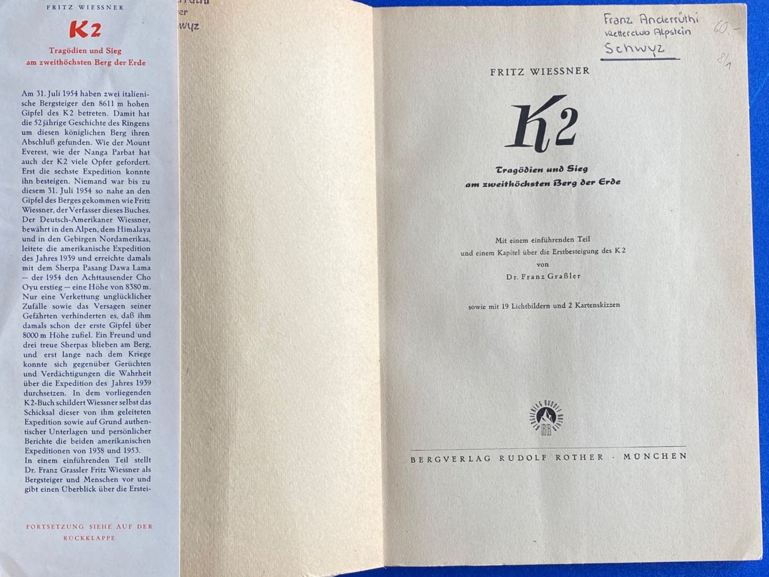 Libri: Fritz Wiessner - K2 - Buch, Selten – Usato da Unterlunkhofen venduto da PaniNicola 4