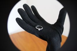 Silber Ring 925 , Gr.49 Solitär-Stil m.verm. Zirkonia Stein