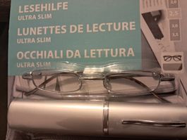 Lesehilfe Ultra Slim silber neu in Originalverpackung