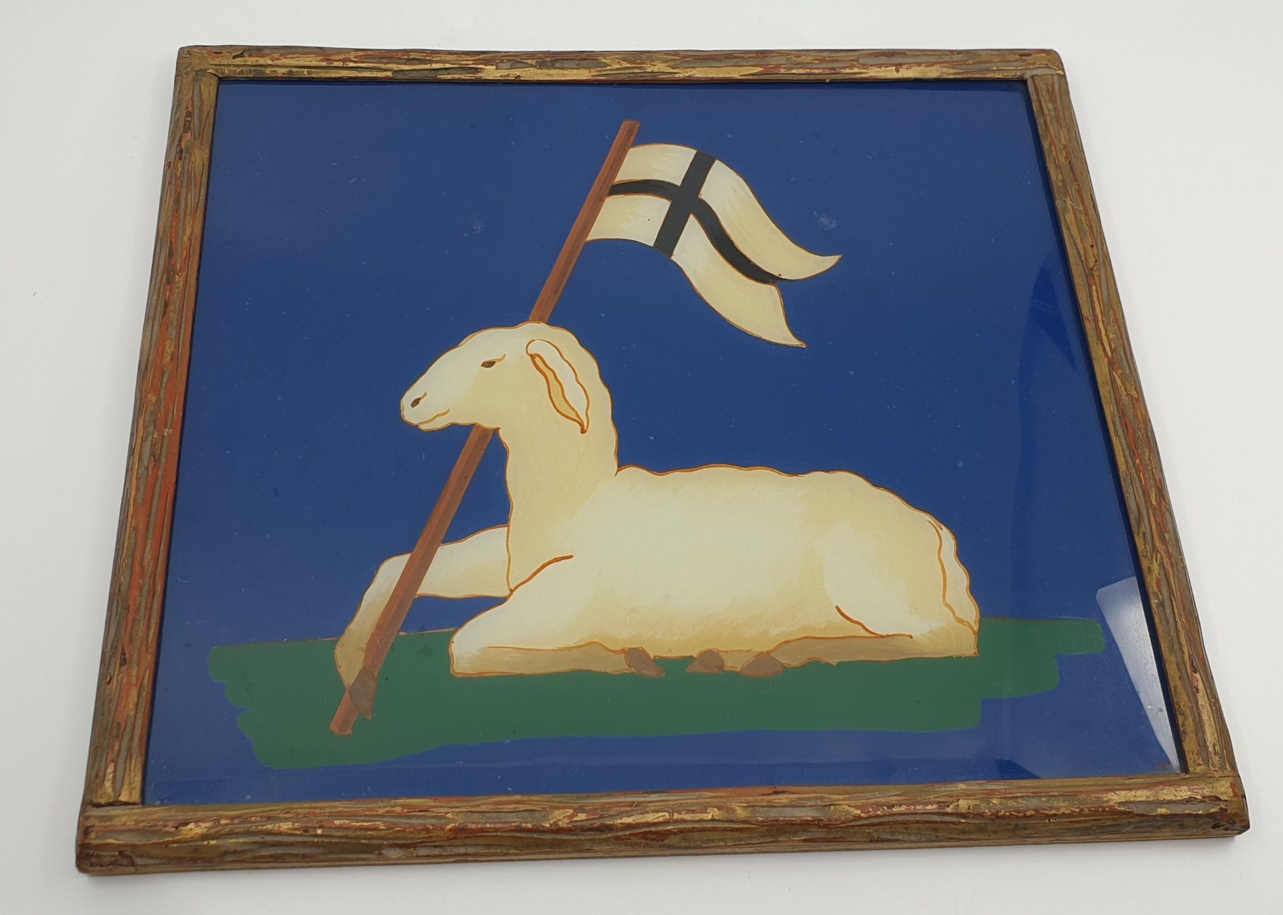 Dipinti: Lamm Hinterglasmalerei, Gottfried Obi 1899-1969 Bern – Usato da Emmen venduto da magelan 1