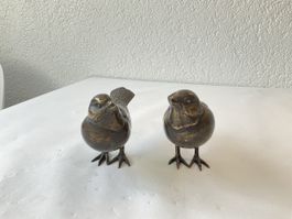 Paire de sculpture en bronze animalière (oiseaux)