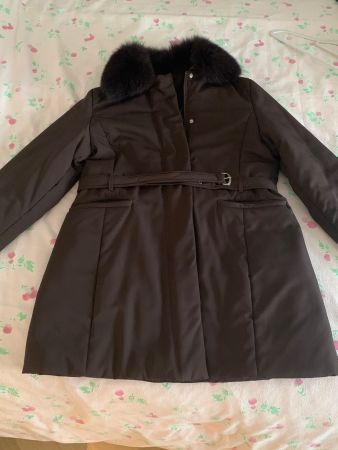 Brown winter coat with fox fur XL
