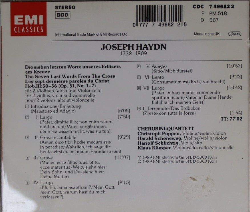 CD: Cherubini Quartett - Joseph Haydn 1732 - 1809 – Usato da Luzern venduto da CONTENTI 2