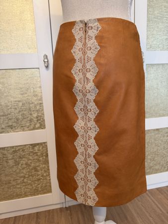 CELINE Phoebe Philo era lamb skin cognac skirt
