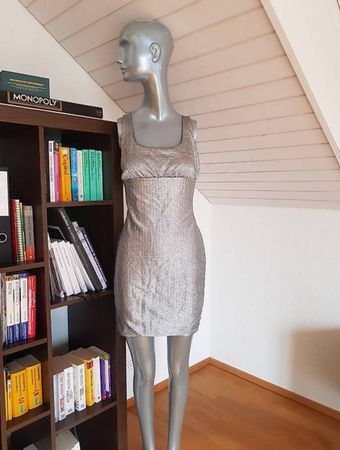 NEUE Silbernes Abendkleid