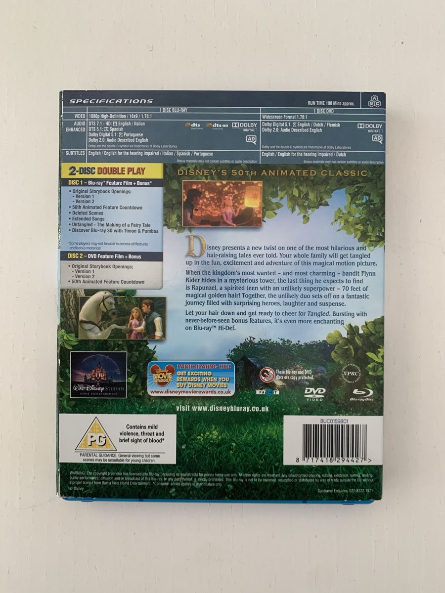 Tutti i DVDs: Tangled / Rapunzel - Disney - Blu-ray + DVD – Usato da Zürich venduto da createdindust 1