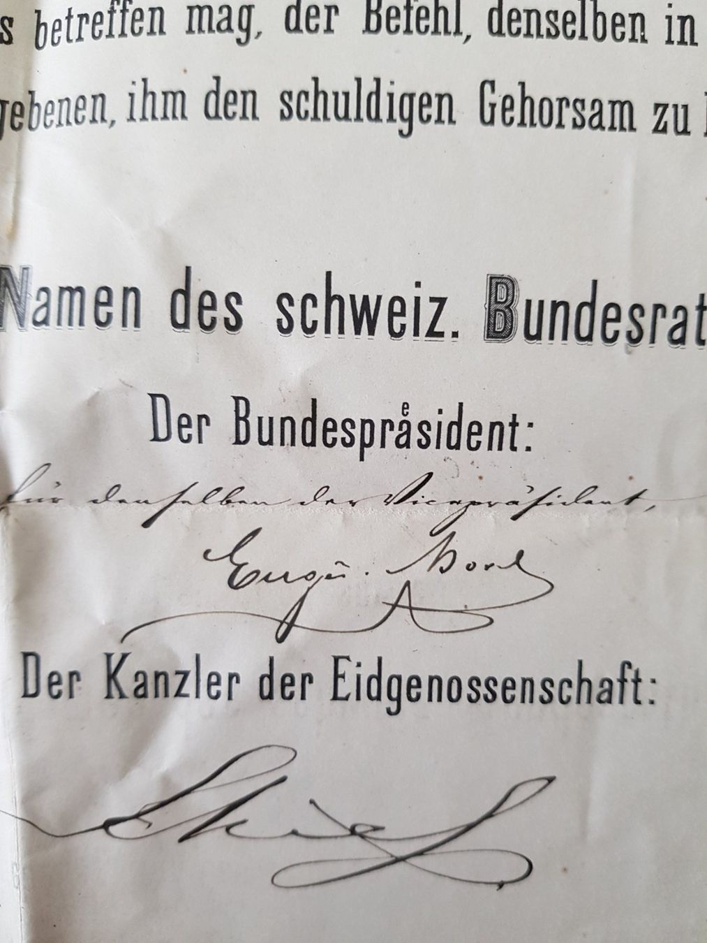 Autografi: Eugène Borel, 19. Bundesrat, Original-Autogramm, Neuchâtel – Usato da Wikon venduto da Funkfreak75