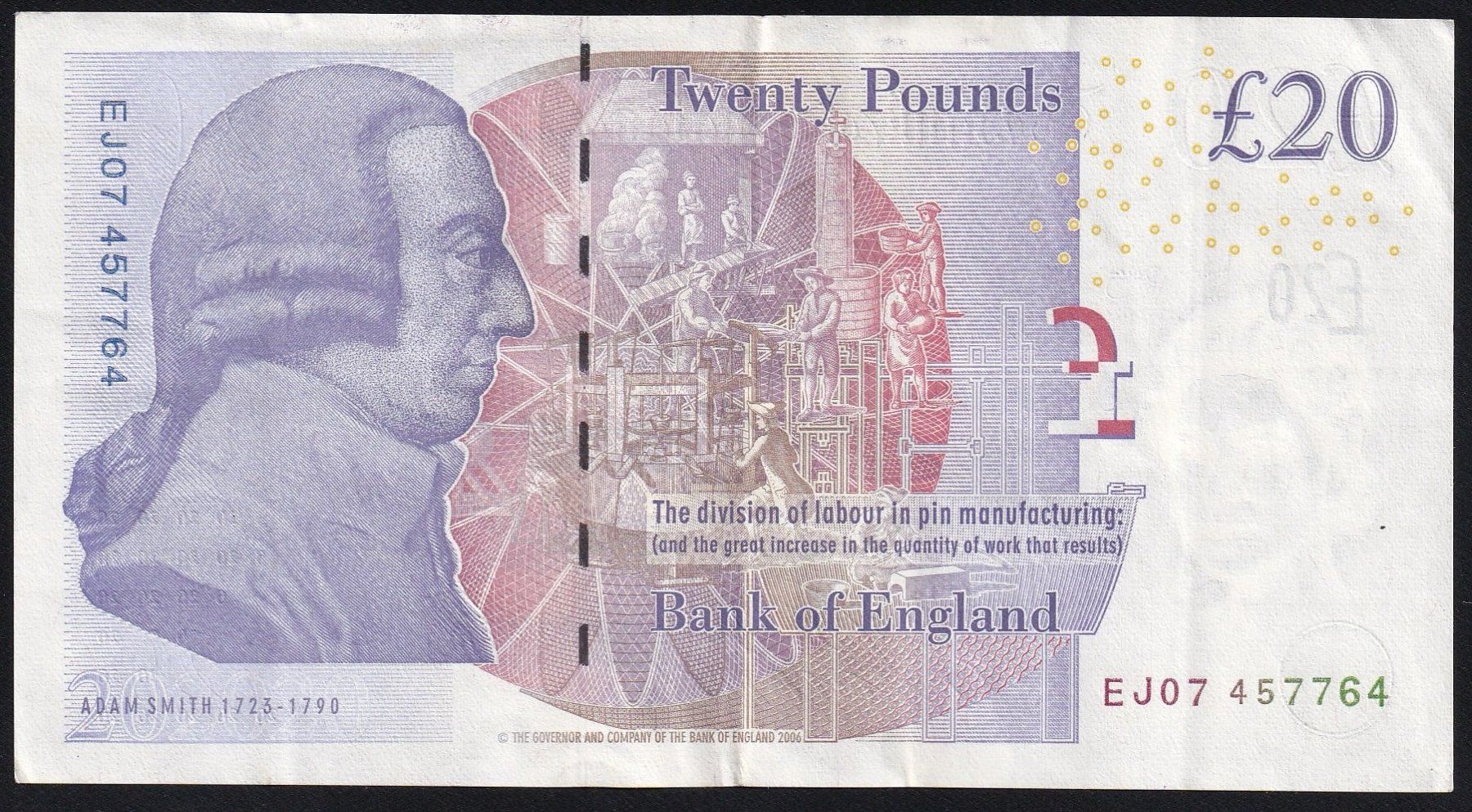 Banknoten: England 20 Pounds 2007 – Gebraucht aus Brugg AG von banknoten_muesli 1