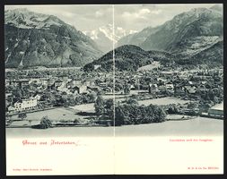 Klapp-AK Interlaken, Ortspanorama mit Ge