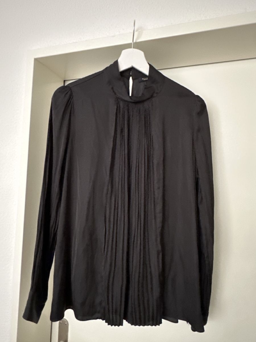 Massimo Dutti Camicette: Massimo Dutti Black Pleated Blouse - Grösse/Size 38 – Usato da Zürich venduto da KrisZH