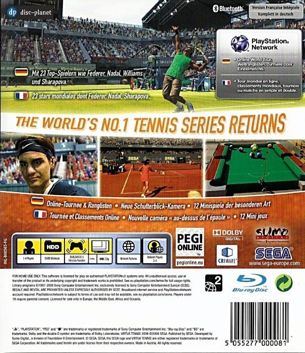 Sony Giochi: PS3 - Virtua Tennis (2009) – Usato da Embrach venduto da disc-planet 1