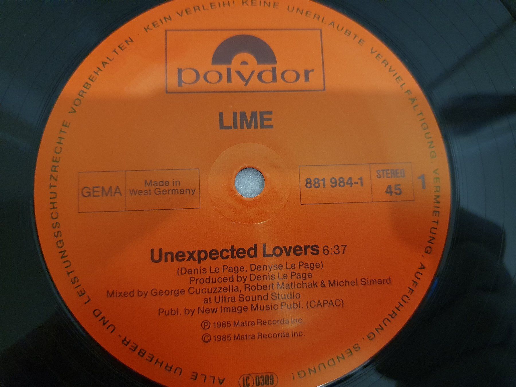 Dischi in vinile: Lime – Unexpected Lovers (Maxi, Disco) – Usato da Uster venduto da Vinyl-Leidenschaft 3