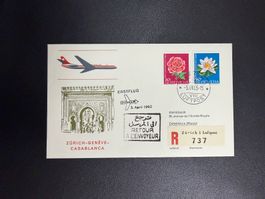 Swissair Erstflugbrief Zürich - Casablanca 1965