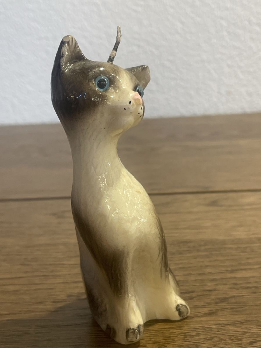 Statuette: Kerze Katze sitzend braun/weiss mit blauem Blick – Usato da Lyss venduto da Vandy19 5