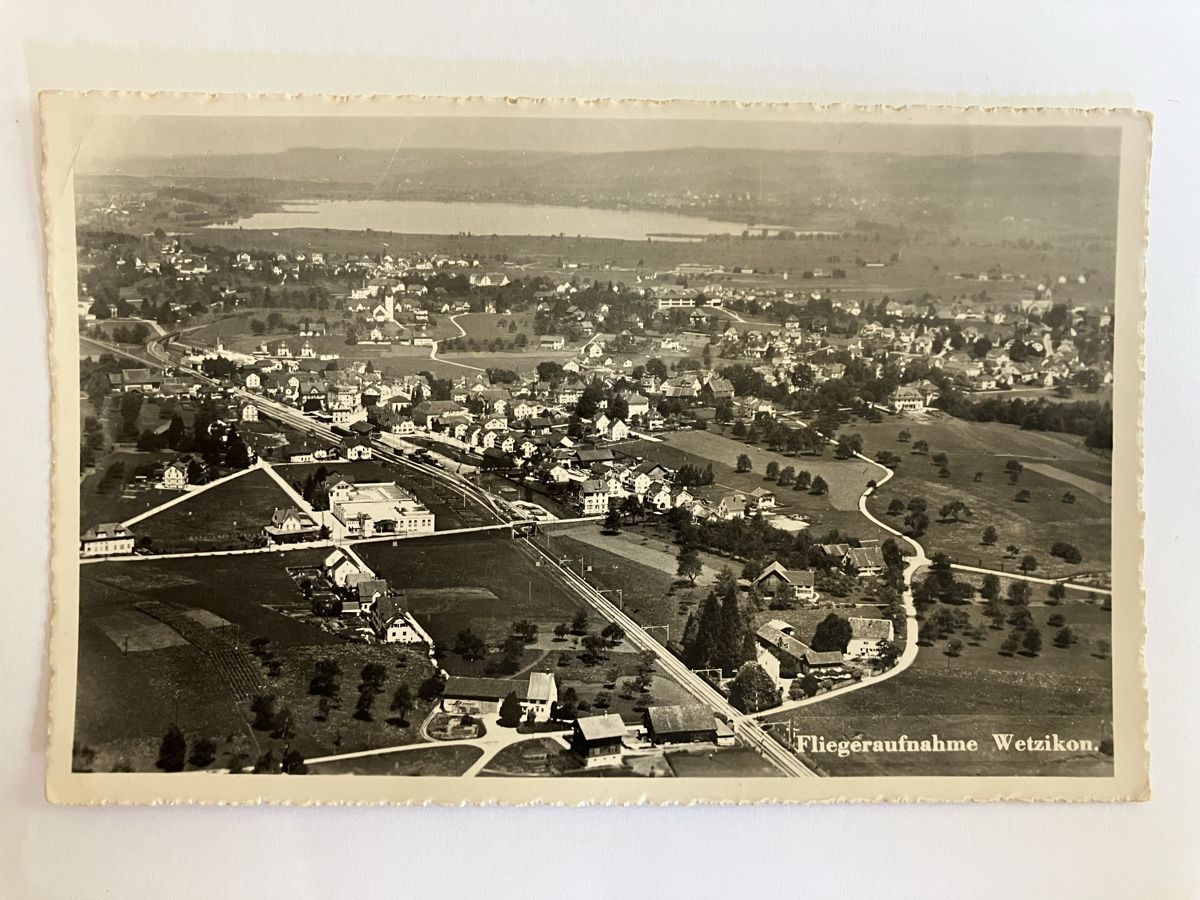 Cartoline postali: Ansichtskarte Flugaufnahme Wetzikon  1939 – Usato da Bauma venduto da Baumer71