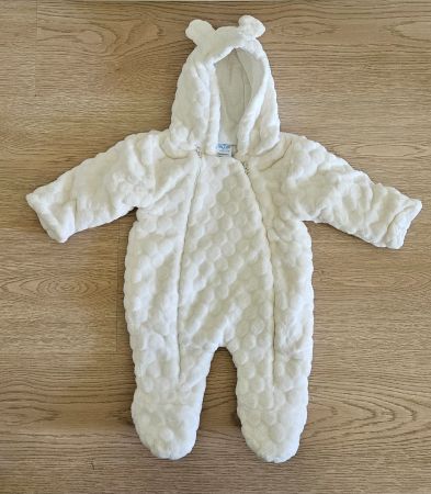 Winter Baby Overall, Teddy Plüsch, Gr. 62, Weiss.