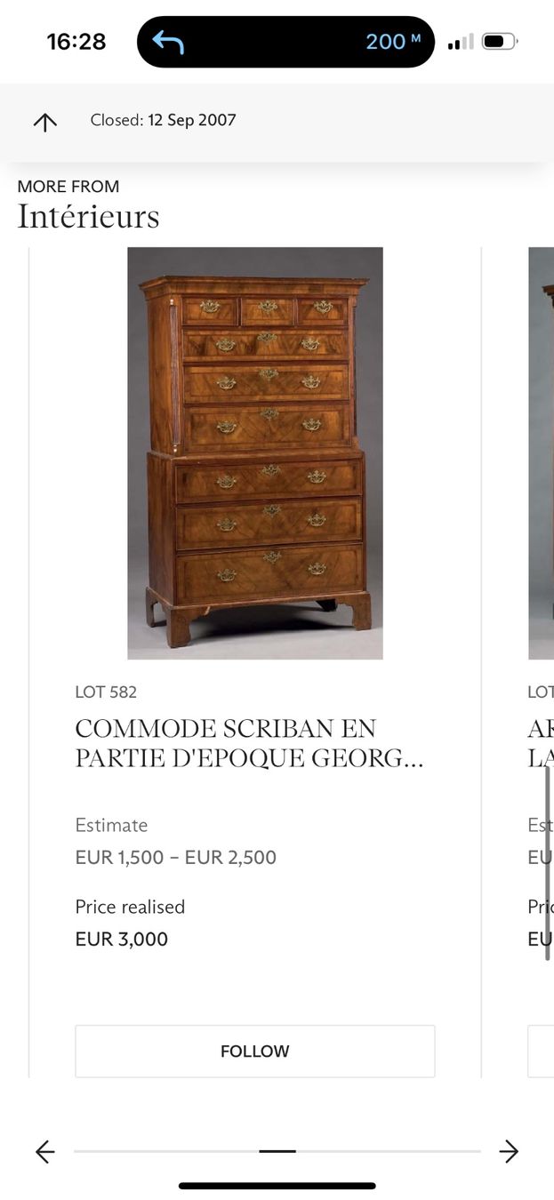 Cassettiere: COMMODE SCRIBAN EN PARTIE D'EPOQUE GEORGE III – Usato da Buttes venduto da ButtA15 3