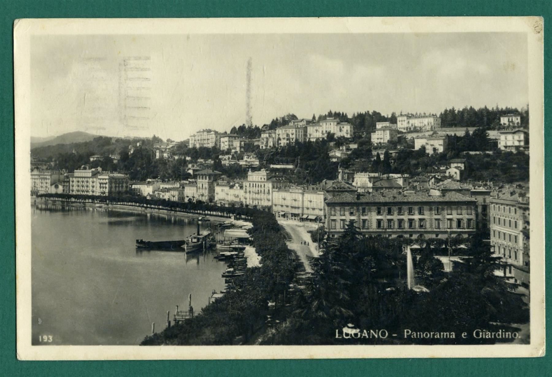 Cartoline postali: Lugano, Panorama e Giardino, gelaufen 1929 – Usato da Sargans venduto da Hausi1951