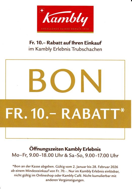 BON Kambly: 10 Franken Rabatt (Neu (gemäss Beschreibung)) in Rubigen ...