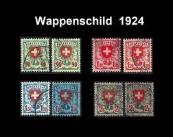Wappenschild 1924, 2 komplette Serien gestempelt