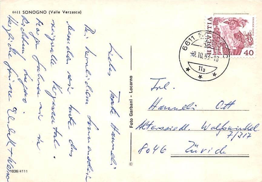 Cartoline postali: TI - Sonogno, Valle Verzasca – Usato da Ottikon b.Kemptth. venduto da Neptun1974 1