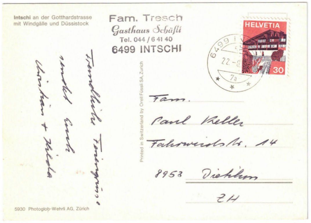 Cartoline postali: Intschi - Luftseilbahn – Usato da Binningen venduto da Mountainrider 1