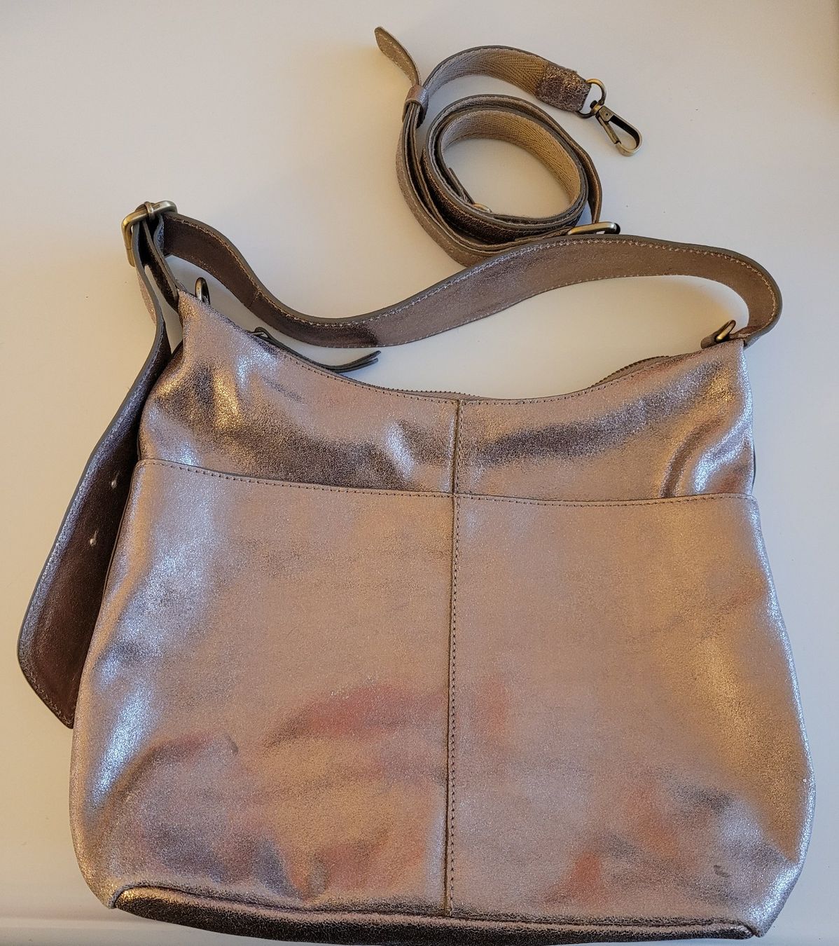 Borse da donna: White Stuff Ledertasche hellbraun metallic – Usato da Zürich venduto da nkem13