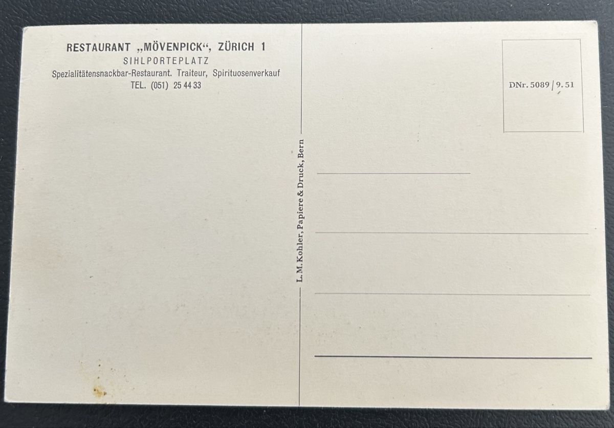 Ansichtskarten: Zürich Restaurant Mövenpick – Gebraucht aus Horw von Tellbub 1