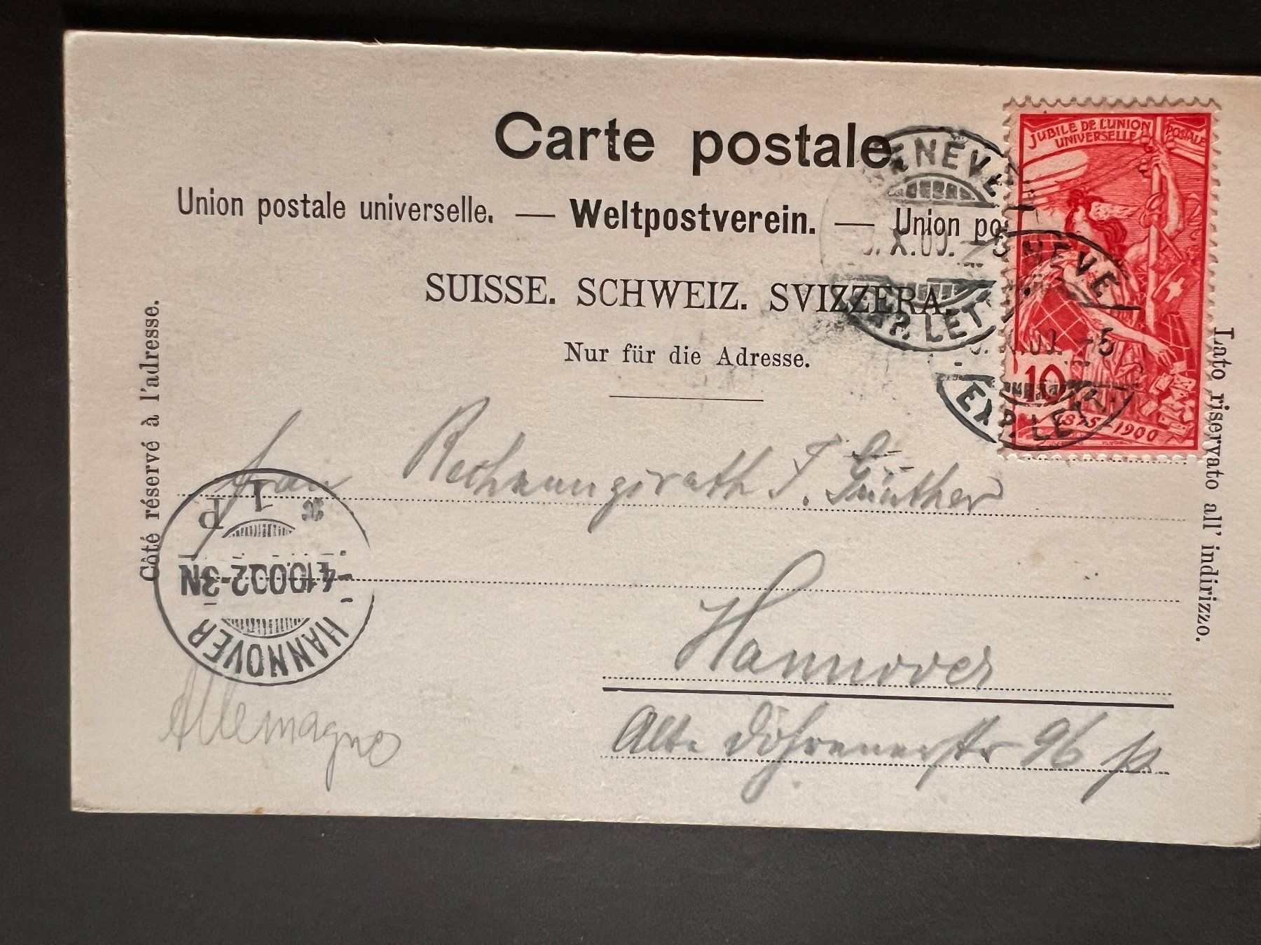 Cartoline postali: Postkarte Vevey 1900 (P128) – Usato da Hinwil venduto da Sidi4 1