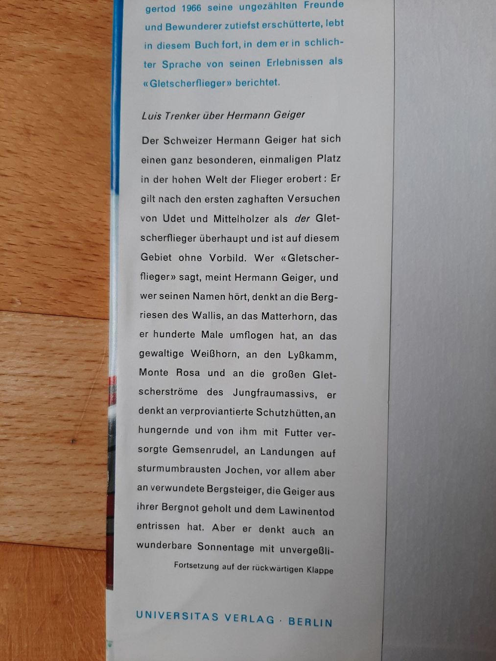 Libri: Hermann Geiger DER GLETSCHERFLIEGER – Usato da Büren an der Aare venduto da Ruebli4 3