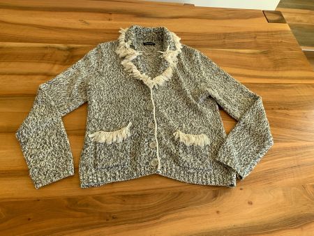 Monari raffiniete Strickjacke Gr. 38/M Grau-Weiss meliert To