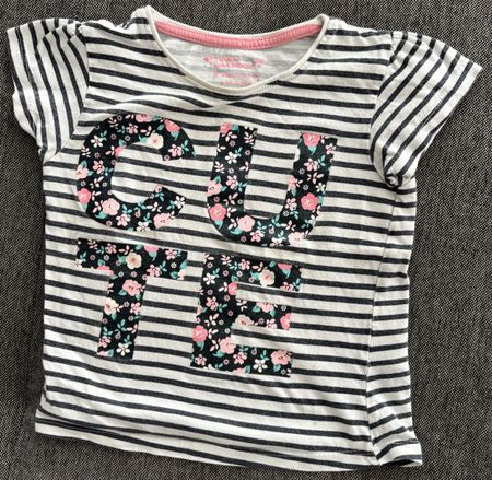 Sommer T-Shirt "CUTE" gestreift Blumen Gr. 110