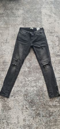 ONLY Skinny Jeans Gr. 36 Damen schwarz Löcher
