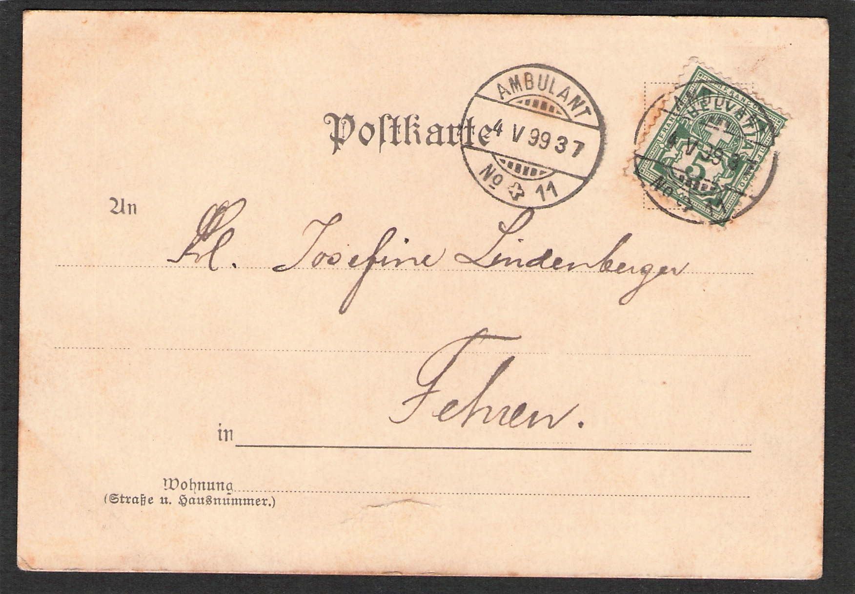 Cartoline postali: AK/SO Gruss aus Solothurn,Ambulant 1899 – Usato da Reichenburg venduto da Pipo-67 1