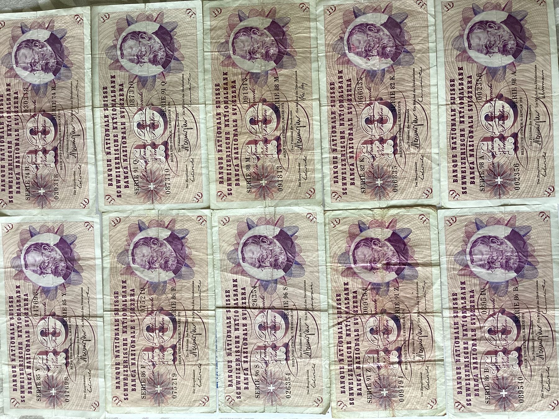 Banconote: 10 Schweizer 10 Franken -Banknoten – Usato da Buchs SG venduto da Racesnail 1