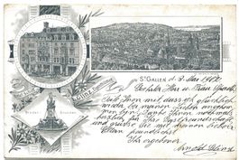 St. Gallen - Stadt - Hotel Schiff - Vorläufer-Litho - 1902